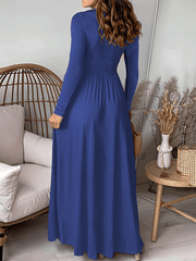 Inrosy robe longue moulante fendu le côté fluide v-cou manches longues femme élégant mode de soirée