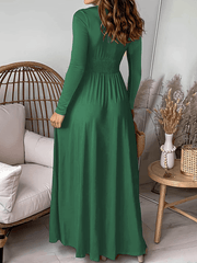 Inrosy robe longue moulante fendu le côté fluide v-cou manches longues femme élégant mode de soirée