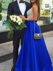 Inrosy robe longue brillante paillette décolleté plongeant fluide dos nu sans manches femme élégant mode de soirée