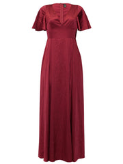 Inrosy robe demoiselle d'honneur v-cou fendu le côté manches courtes femme élégant mode bal de promo cérémonie