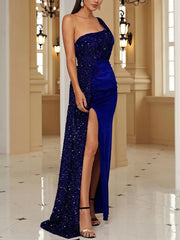 Inrosy robe longue brillante paillette bustier sirene fendu le côté sans manches femme élégant de soirée bal de promo