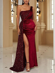 Inrosy robe longue brillante paillette bustier sirene fendu le côté sans manches femme élégant de soirée bal de promo