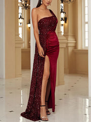 Inrosy robe longue brillante paillette bustier sirene fendu le côté sans manches femme élégant de soirée bal de promo