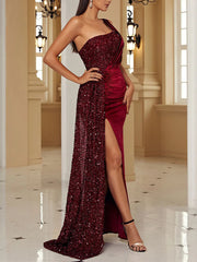 Inrosy robe longue brillante paillette bustier sirene fendu le côté sans manches femme élégant de soirée bal de promo