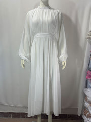 Inrosy robe longue mousseline fluide col rond manches bishop manches longues femme médiévale élégant de soirée pour mariage