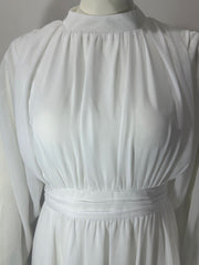 Inrosy robe longue mousseline fluide col rond manches bishop manches longues femme médiévale élégant de soirée pour mariage