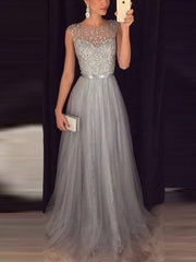 Inrosy robe demoiselle d'honneur tutu tulle col rond sans manches femme élégant mode bal de promo invité mariage