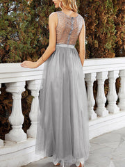 Inrosy robe demoiselle d'honneur tutu tulle col rond sans manches femme élégant mode bal de promo invité mariage