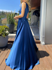 Inrosy robe longue fendu le côté fluide une épaule sans manches élégant femme de soirée pour mariage