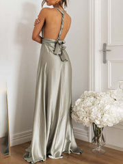 Inrosy robe demoiselle d'honneur bandage dos nu licou sans manches femme élégant de soirée pour mariage champetre