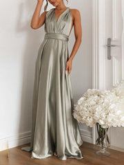 Inrosy robe demoiselle d'honneur bandage dos nu licou sans manches femme élégant de soirée pour mariage champetre