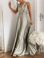 Inrosy robe demoiselle d'honneur bandage dos nu licou sans manches femme élégant de soirée pour mariage champetre