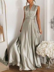 Inrosy robe demoiselle d'honneur bandage dos nu licou sans manches femme élégant de soirée pour mariage champetre