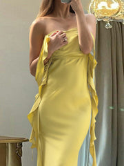 Inrosy robe demoiselle d'honneur moulante bustier sans manches femme casual élégant bal de promo invité mariage