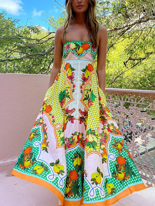 Inrosy robe longue en lin à fines brides sans manches femme casual élégant décontracté de plage