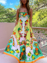 Inrosy robe longue en lin à fines brides sans manches femme casual élégant décontracté de plage