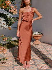 Inrosy longue robe terracotta demoiselle d'honneur satin bustier sans manches femme doux élégant invité mariage