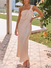 Inrosy longue robe terracotta demoiselle d'honneur satin bustier sans manches femme doux élégant invité mariage