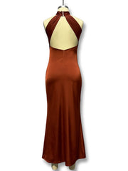 Inrosy robe longue en satin moulante cross licou découpes sirene dos nu sans manches femme de soirée bal de promo