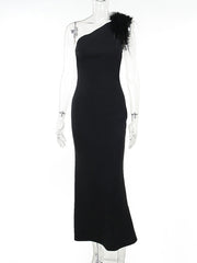 Inrosy robe longue moulante une épaule sans manches sirene femme élégant mode de soirée bal de promo