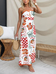 Inrosy robe longue fleurie bustier sans manches femme élégant vintage décontracté casual de soirée