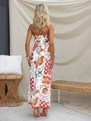 Inrosy robe longue fleurie bustier sans manches femme élégant vintage décontracté casual de soirée