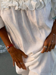 Inrosy robe longue col bateau fendu le côté manches bouffantes manches courtes femme décontracté lâche de plage