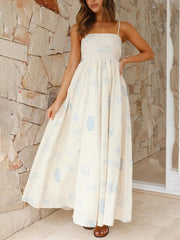 Inrosy longue robe découpes imprimé à fleurie à fines brides dos nu femme bohème décontracté de plage