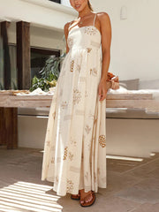 Inrosy longue robe découpes imprimé à fleurie à fines brides dos nu femme bohème décontracté de plage