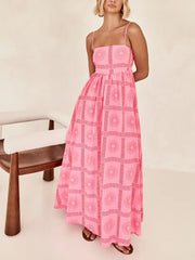 Inrosy longue robe découpes imprimé à fleurie à fines brides dos nu femme bohème décontracté de plage