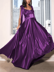 Inrosy robe longue bretelle noeud papillon dos nu sans manches femme élégant de soirée cérémonie pour mariage