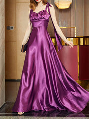 Inrosy robe longue bretelle noeud papillon dos nu sans manches femme élégant de soirée cérémonie pour mariage