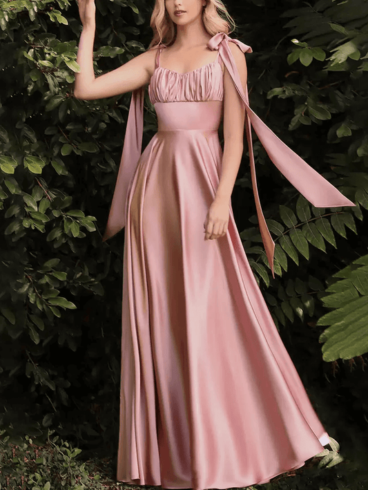 Inrosy robe longue bretelle noeud papillon dos nu sans manches femme élégant de soirée cérémonie pour mariage