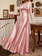 Inrosy robe longue bretelle noeud papillon dos nu sans manches femme élégant de soirée cérémonie pour mariage