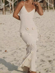 Inrosy robe longue moulante fleurs v-cou avec à lacets dos nu à fines brides sans manches femme élégant mode de soirée de plage