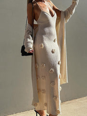 Inrosy robe longue moulante fleurs v-cou avec à lacets dos nu à fines brides sans manches femme élégant mode de soirée de plage