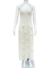 Inrosy robe longue moulante fleurs v-cou avec à lacets dos nu à fines brides sans manches femme élégant mode de soirée de plage