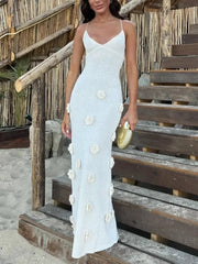 Inrosy robe longue moulante fleurs v-cou avec à lacets dos nu à fines brides sans manches femme élégant mode de soirée de plage