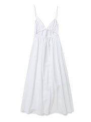 Inrosy robe longue unicolore coton v-cou dos nu à fines brides sans manches femme bohème décontracté de plage