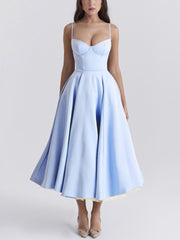 Inrosy longue robe trapèze imprimé à fleurie tutu en tulle dos nu à fines brides femme élégant vintage de soirée bal de promo