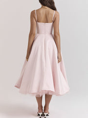 Inrosy longue robe trapèze imprimé à fleurie tutu en tulle dos nu à fines brides femme élégant vintage de soirée bal de promo