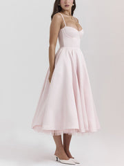 Inrosy longue robe trapèze imprimé à fleurie tutu en tulle dos nu à fines brides femme élégant vintage de soirée bal de promo