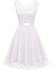 Inrosy mi-longue robe audrey hepburn 1950 trapèze dentelle fluide noeud papillon dos nu sans manches femme fete cocktail