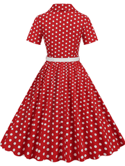 Inrosy robe patineuse trapèze à pois fluide boutons poches ceinture manches courtes élégant audrey hepburn vintage année 1950