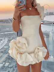 Inrosy robe courte moulante fermeture éclair bustier dos nu sans manches femme élégant de cocktail