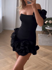 Inrosy robe courte moulante fermeture éclair bustier dos nu sans manches femme élégant de cocktail