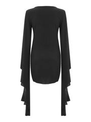 Inrosy robe moulante nœud v-cou manches trompette manches longues femme médiévale halloween robe gothique