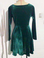 Inrosy robe courte velours v-cou manches longues femme casual élégant mode de cocktail noël