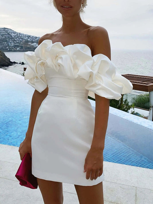 Inrosy mini robe moulante bustier col bateau sans manches femme casual doux élégant mode