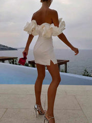 Inrosy mini robe moulante bustier col bateau sans manches femme casual doux élégant mode